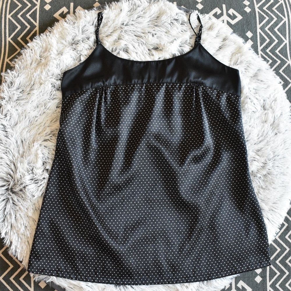 BCIH Silky Polka Dot Tank W/ Adjustable Straps L